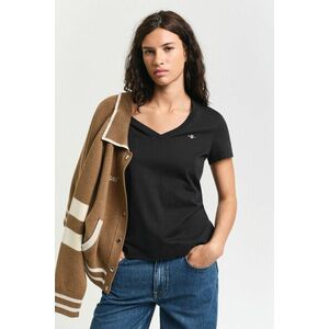 PÓLÓ GANT REG SHIELD SS V-NECK T-SHIRT BLACK kép