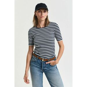 PÓLÓ GANT SLIM STRIPED 1X1 RIBBED SS T-SHIRT EVENING BLUE kép