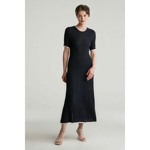 RUHA GANT CONTRAST RIBBED SS KNIT DRESS EVENING BLUE kép