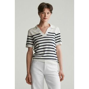 PULÓVER GANT FINE KNIT STRIPED SS RUGGER CREAM kép