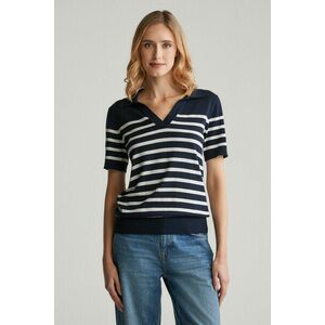 PULÓVER GANT FINE KNIT STRIPED SS RUGGER EVENING BLUE kép