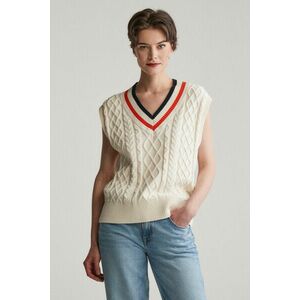 MELLÉNY GANT CONTRAST CABLE V-NECK VEST CREAM kép