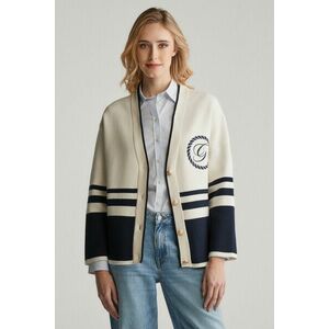 PULÓVER GANT GANT VARSITY V-NECK CARDIGAN CREAM kép