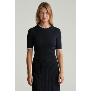 PULÓVER GANT CONTRAST RIBBED SS C-NECK EVENING BLUE kép