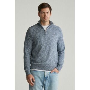 PULÓVER GANT COTTON SLUB HALF ZIP DUSTY BLUE SEA kép