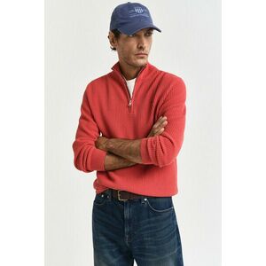 PULÓVER GANT TEXTURED COTTON HALF ZIP BRICK RED kép