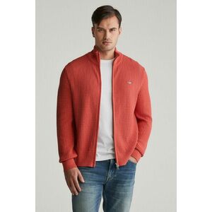 PULÓVER GANT ZIPPED TEXTURED COTTON CARDIGAN BRICK RED kép