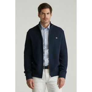 PULÓVER GANT ZIPPED TEXTURED COTTON CARDIGAN EVENING BLUE kép