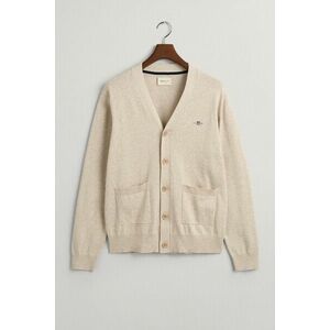 PULÓVER GANT CLASSIC COTTON V-CARDIGAN LIGHT BEIGE MELANGE kép