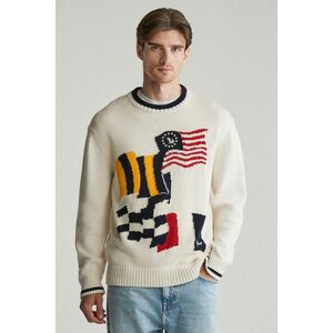 PULÓVER GANT FLAG INTARSIA COTTON C-NECK EGGSHELL kép