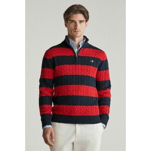 PULÓVER GANT STRIPED COTTON CABLE HALF ZIP RUBY RED kép