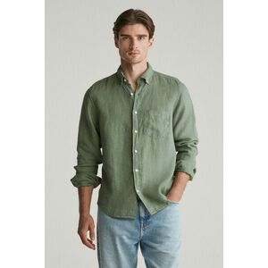 ING GANT REG GMNT DYED LINEN SHIRT KALAMATA GREEN kép