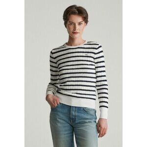 PULÓVER GANT STRETCH COTTON CABLE STRIPE C-NECK EGGSHELL kép