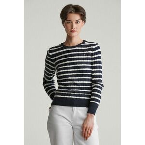 PULÓVER GANT STRETCH COTTON CABLE STRIPE C-NECK EVENING BLUE kép