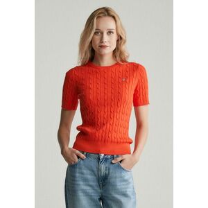 PULÓVER GANT STRETCH COTTON CABLE SS C-NECK ORANGE RED kép