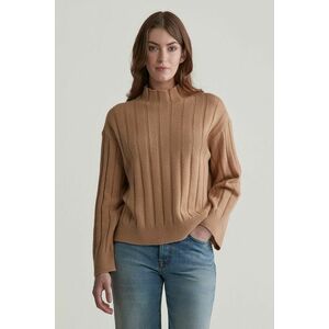 PULÓVER GANT WIDE RIBBED WOOL STAND COLLAR CARAMEL BEIGE kép