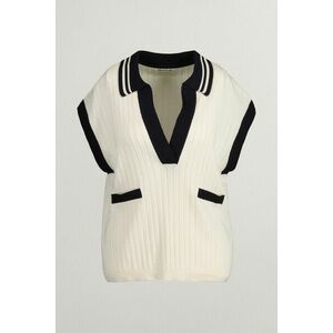 PULÓVER GANT RIB KNIT SLEEVELESS POLO CREAM kép