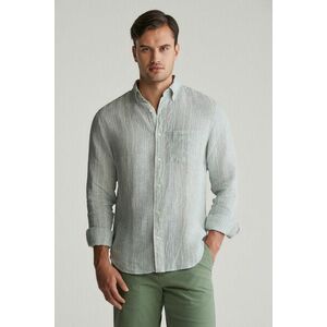 ING GANT REG LINEN STRIPE SHIRT KALAMATA GREEN kép