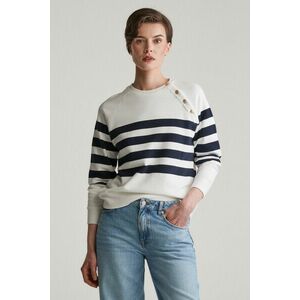 MELEGÍTŐFELSŐ GANT STRIPED GOLD BUTTON C-NECK SWEAT EGGSHELL kép