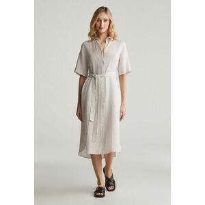 RUHA GANT REG LINEN STRIPED SHIRT DRESS DRY SAND kép