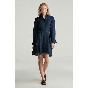 RUHA GANT REL LINEN BELTED SHIRT DRESS EVENING BLUE kép