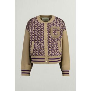 PULÓVER GANT GANT VARSITY JACQUARD KNIT BOMBER DARK KHAKI kép