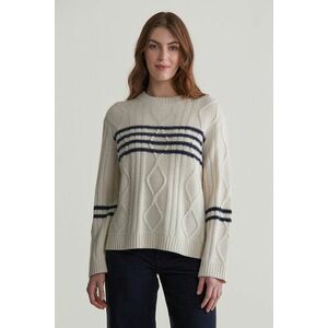 GARBÓ GANT CONTRAST STRIPE CABLE KNIT CREAM kép