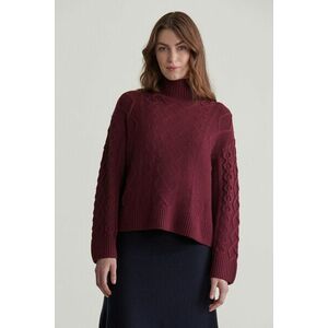 PULÓVER GANT CABLE KNIT STAND COLLAR PLUMPED RED kép