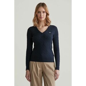 PULÓVER GANT STRETCH COTTON CABLE V-NECK EVENING BLUE kép