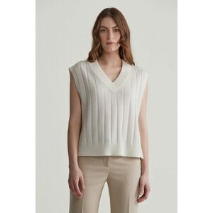 MELLÉNY GANT WIDE RIBBED WOOL V-NECK VEST CREAM kép