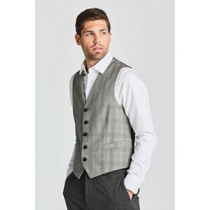 MELLÉNY GANT D2. GLEN CHECK SUIT WAISTCOAT BLACK kép