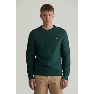 PULÓVER GANT COTTON TEXTURED C-NECK TARTAN GREEN kép