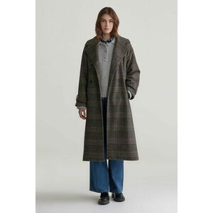 KABÁT GANT LARGE CHECKED WOOL TRENCH COAT BLACK kép