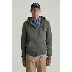 MELEGÍTŐ FELSŐ GANT EMBOSSED FULL-ZIP HOODIE DARK EARTHY GREEN kép