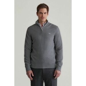 PULÓVER GANT COTTON TEXTURED HALF ZIP DARK GREY MELANGE kép