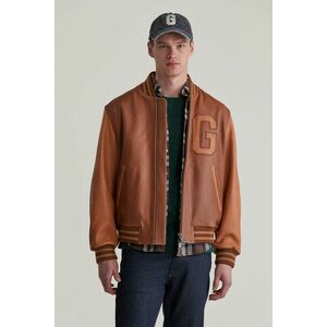 DZSEKI GANT LEATHER VARSITY JACKET BROWN SUGAR kép