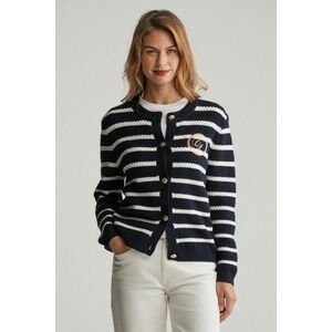 KARDIGÁN GANT STRIPED COTTON KNIT JACKET EVENING BLUE kép