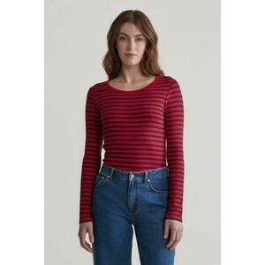 PÓLÓ GANT SLIM STRIPED 1X1 RIBBED LS T-SHIRT RUBY RED kép