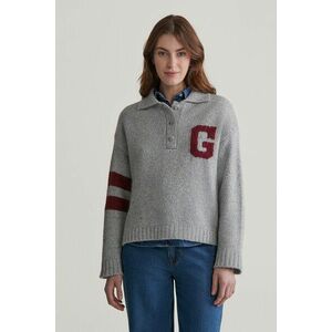 PULÓVER GANT G INTARSIA KNITTED POLO LIGHT GREY MELANGE kép