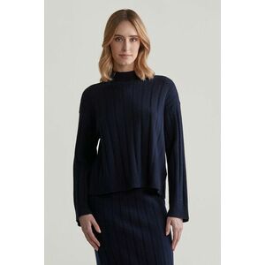 PULÓVER GANT WIDE RIBBED WOOL STAND COLLAR EVENING BLUE kép