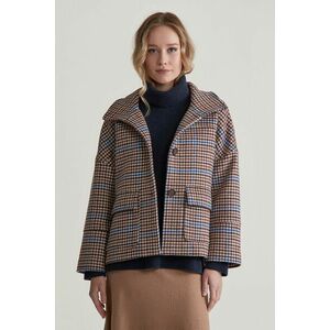 DZSEKI GANT LARGE CHECKED CROPPED WOOL JACKET COLLEGE BLUE kép