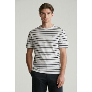 PÓLÓ GANT COTTON LINEN STRIPE SS T-SHIRT CREAM kép