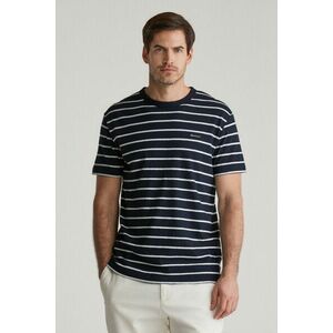 PÓLÓ GANT COTTON LINEN STRIPE SS T-SHIRT EVENING BLUE kép