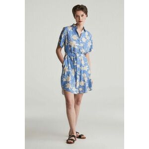 RUHA GANT REG LINEN FLORAL PRINT SHIRT DRESS PERFECT BLUE kép