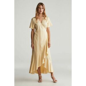 RUHA GANT WRAP SS FRILL DRESS DUSTY LIGHT YELLOW kép