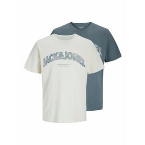 JACK & JONES Póló 'JORAlmeria' füstkék / fehér kép
