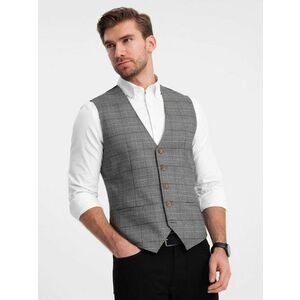 Ombre Clothing Elegáns grafit szürke káró mintás mellény V2 BLZV-0123 kép