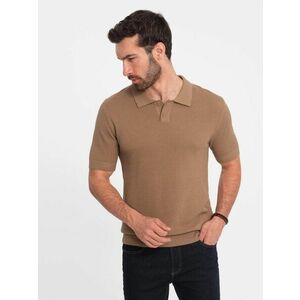 Ombre Clothing Barna struktúr mintás galléros póló V3 POSS-0117 kép