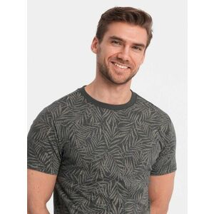 Ombre Clothing Grafit szürke póló pálma fa levelek motívummal V4 TSFP-0182 kép