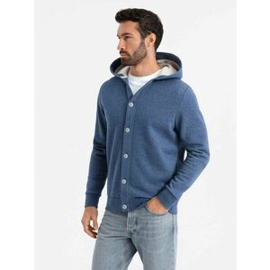 Ombre Clothing Divatos sötétkék gombos pulóver V1 SSZP-0186 kép